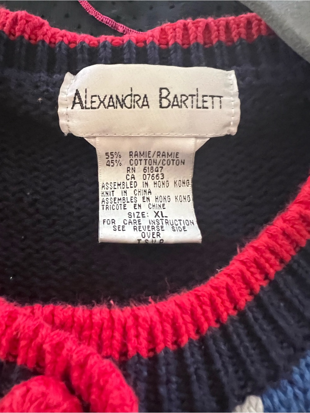 Alexandra Bartlett Vintage 90’s Hand Knit Women Navy/multi Cat Cardigan - Picture 8 of 9